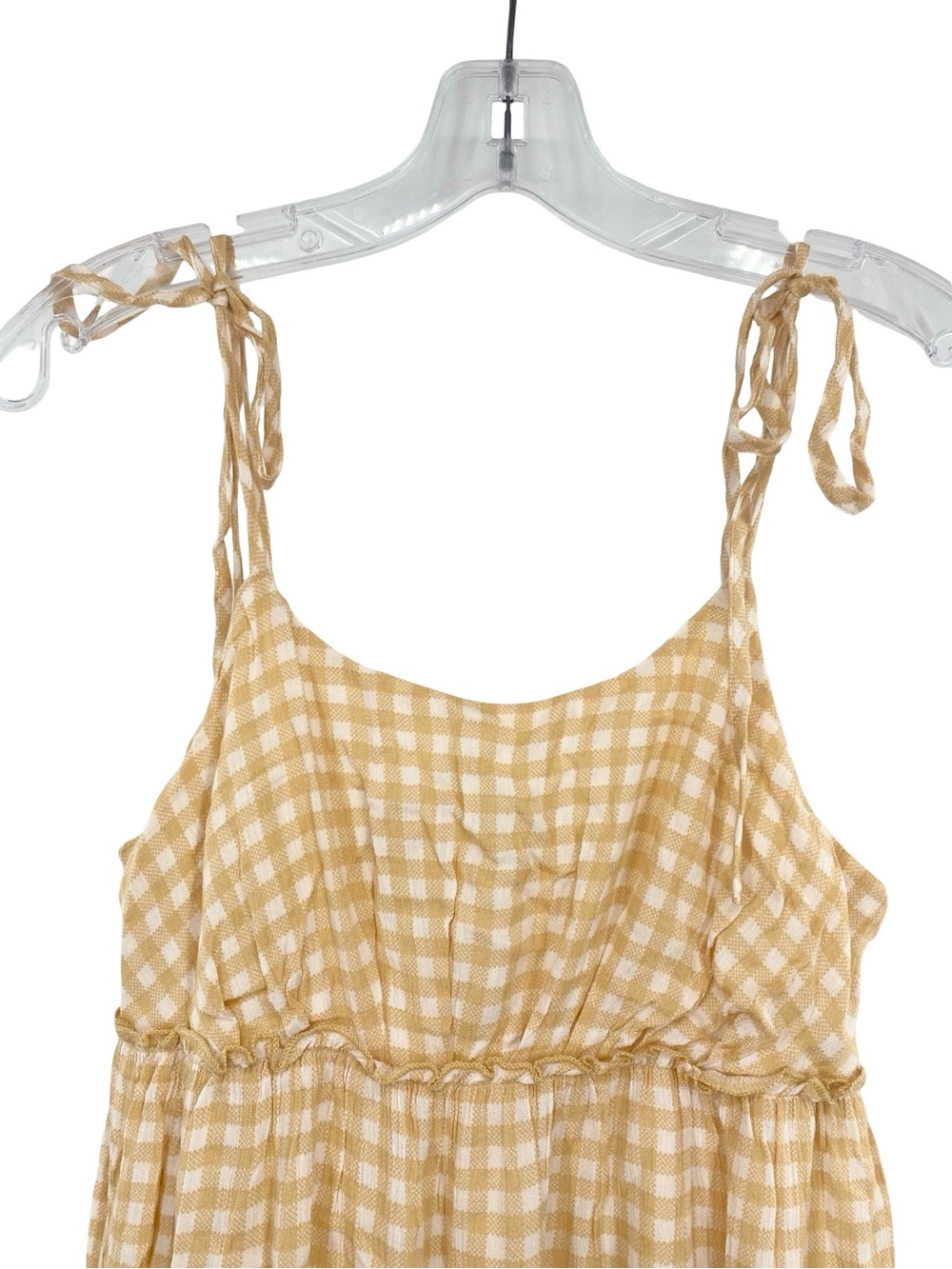 Vici Gingham Yellow White Tiered Babydoll Mini Dress Size XS - Picture 4 of 9